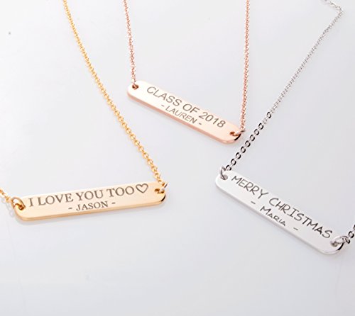 Buy Custom Message Bar Necklace in 16K Gold, Silver, Rose Gold - Same Day Shipping