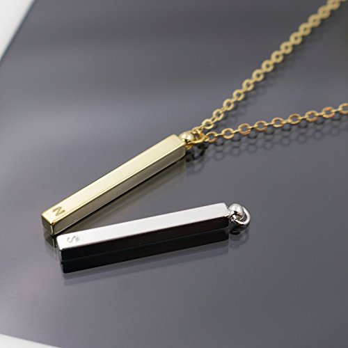 Vertical Initial Bar Necklace - Engrave your message