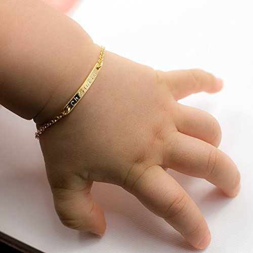 Personalize Baby Name Bar Bracelet - 16k Gold,Silver, Rose Gold plated