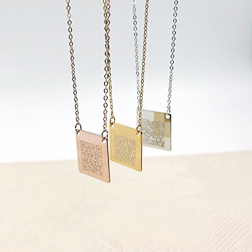 Personalized QR Secret Message Necklace - 16K gold plated