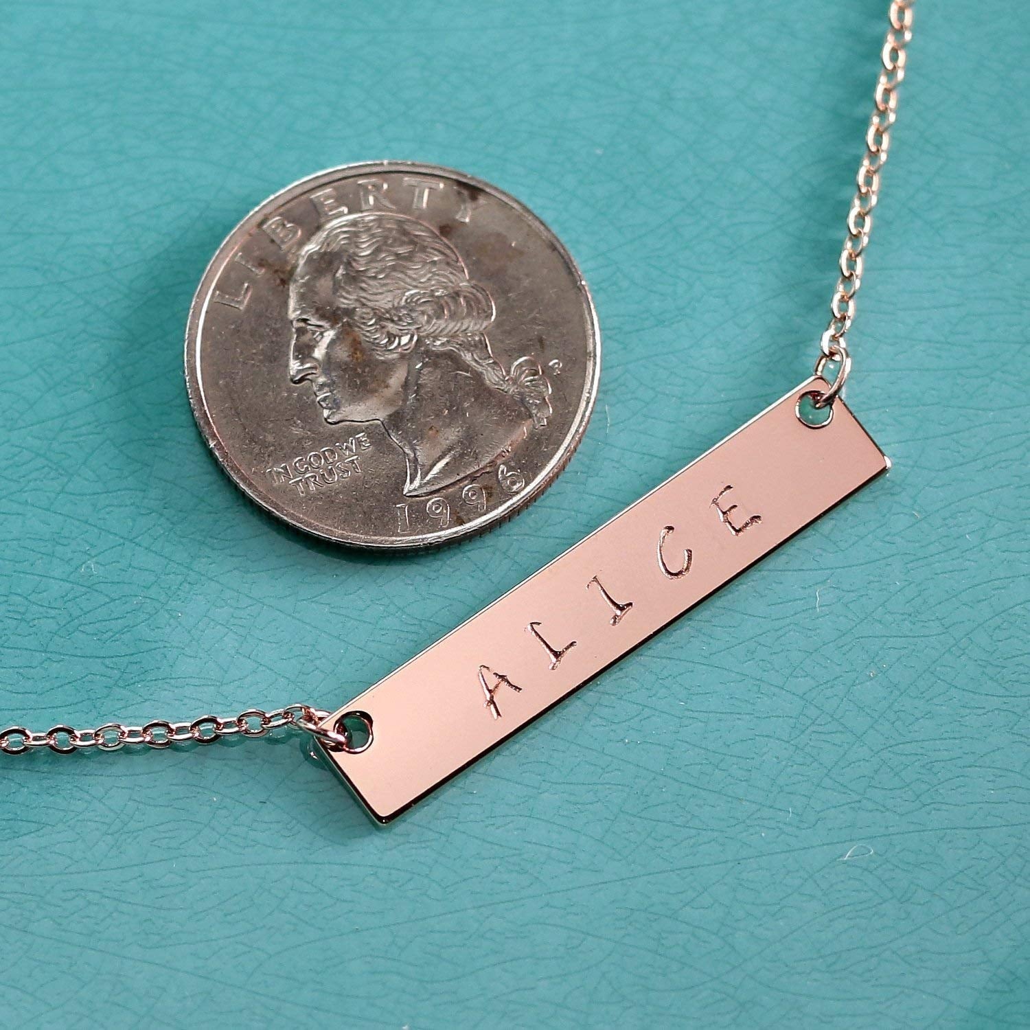 Buy Custom Engraved Necklace With Dainty Bar - Personalized 16K Plated Jewelry at Petite Boutique