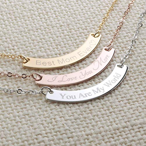 Buy Curved Bar Necklace - Personalized Gift at Petite Boutique - 16K Gold, Silver, Rose Gold Jewelry