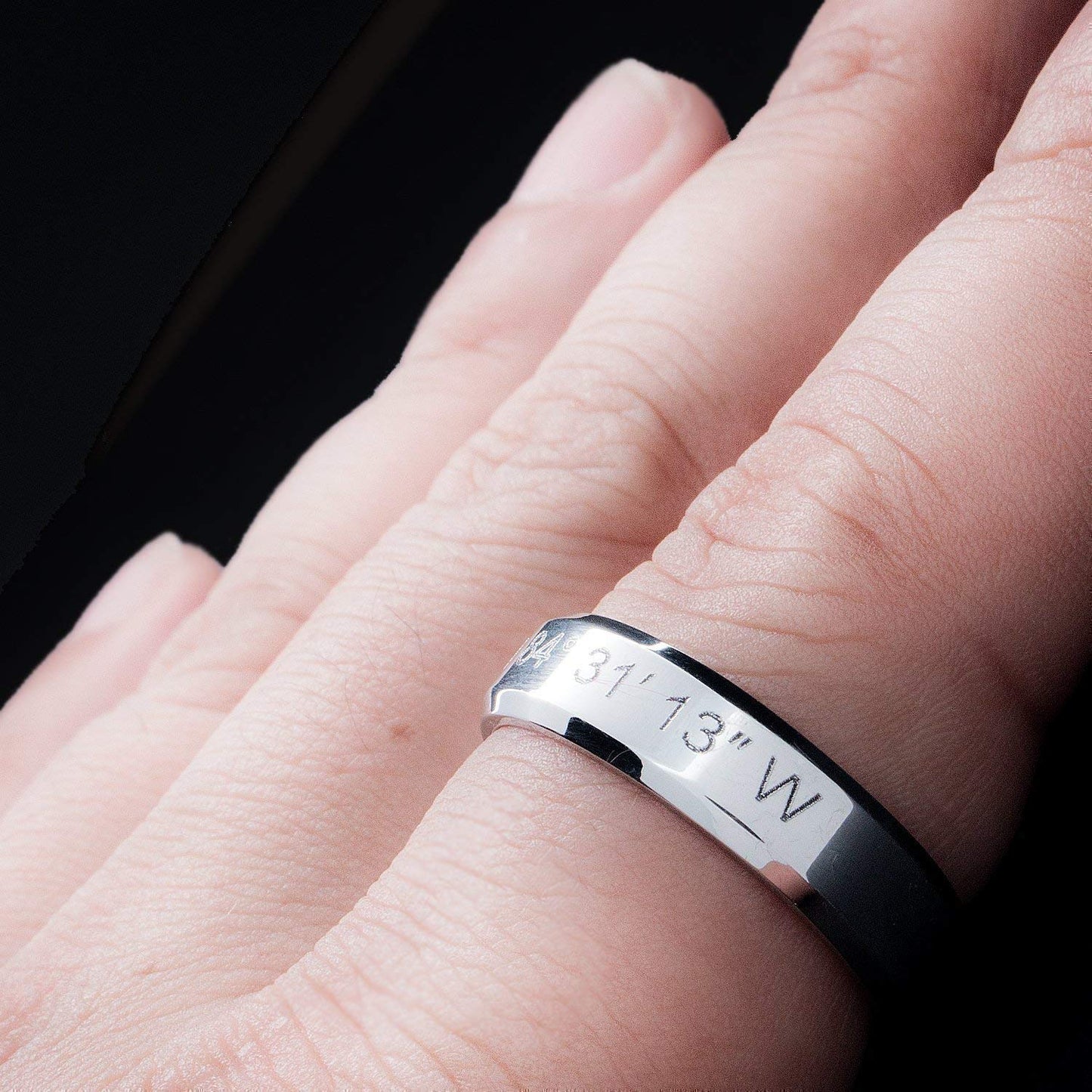 Custom Engraved Ring With Coordinates Unisex Jewelry