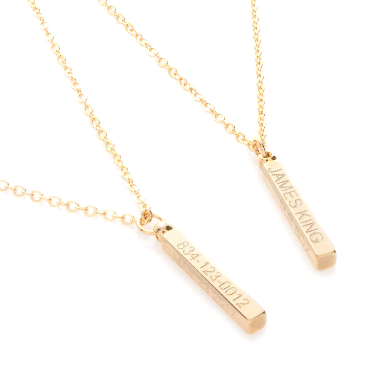 Buy Custom Delicate Vertical Bar Necklace - Personalized 16K Plated Jewelry at Petite Boutique"