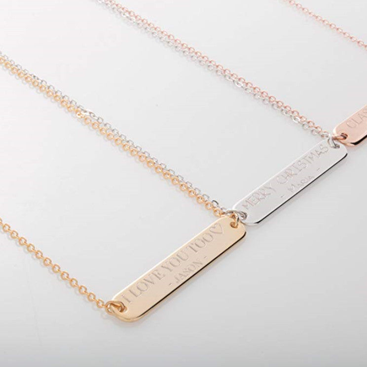 Customized Message Round Bar Necklace