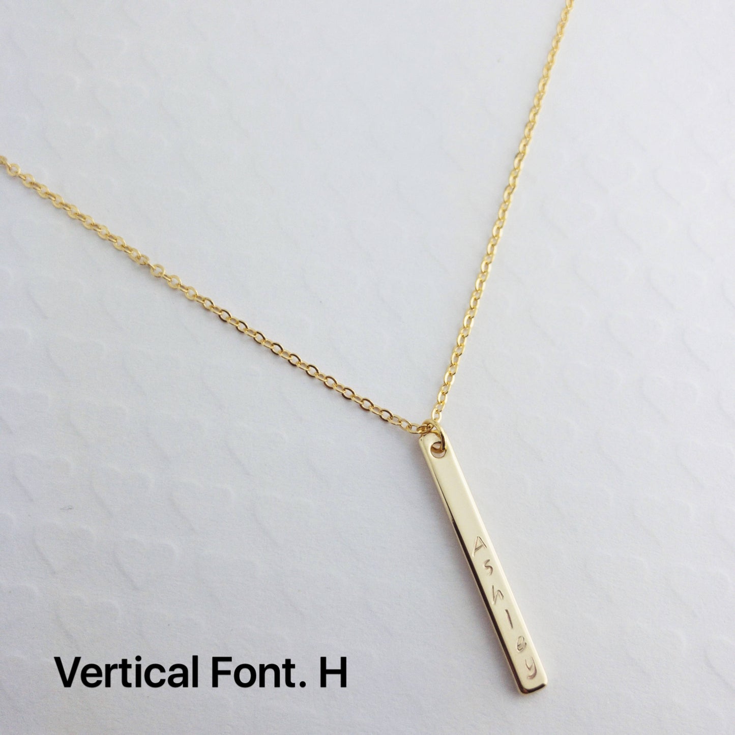Hand stamped Vertical Name bar necklace