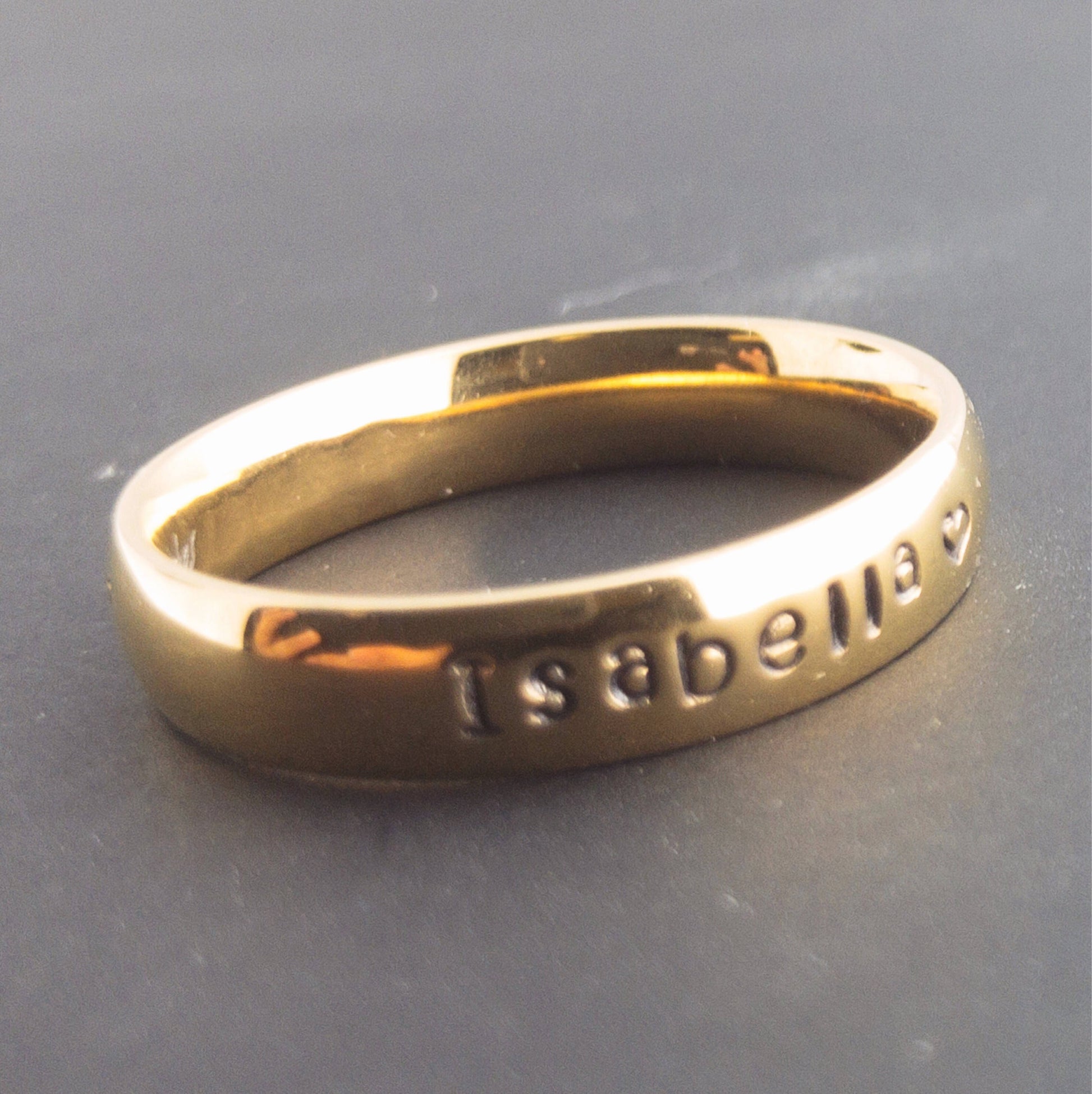 Personalized Name Ring Hand stamped Ink Filled Gold Silver Plated - Petite Boutique