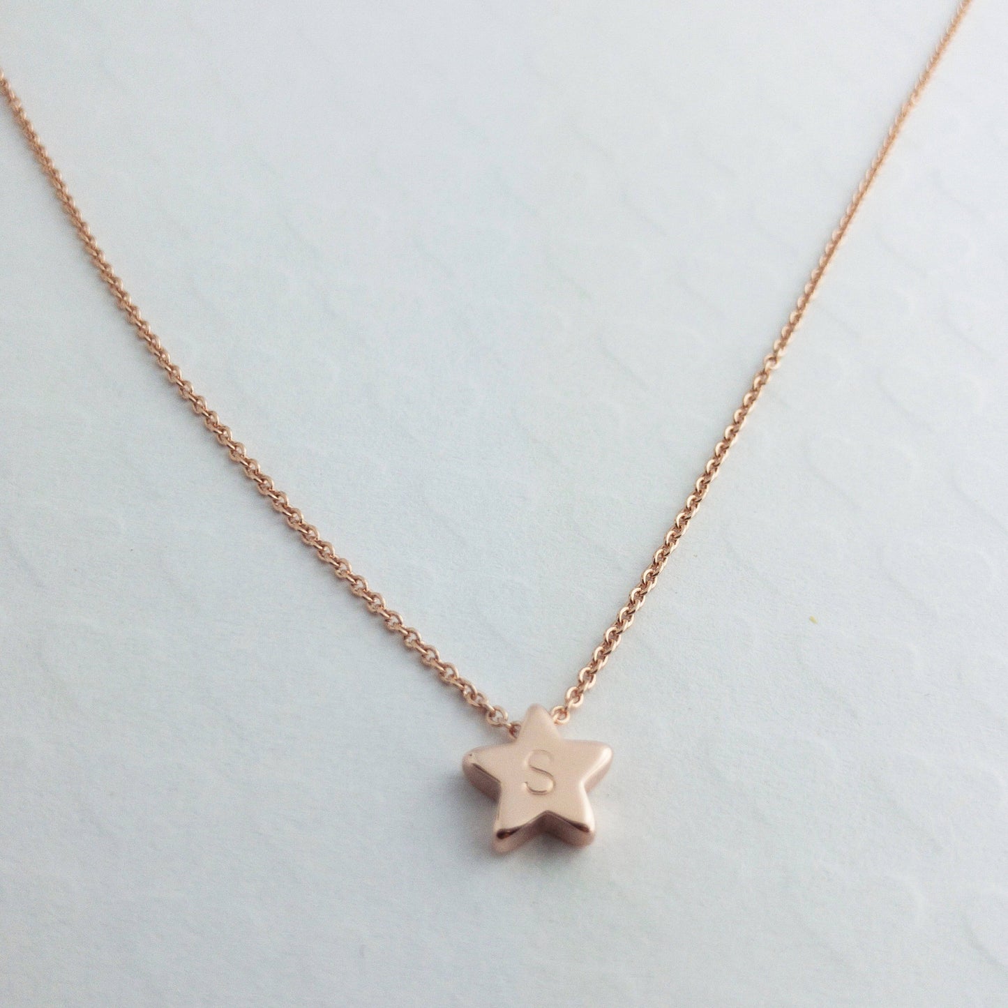Dainty Initial Star Necklace with Hand stamped - 16k Gold Plated