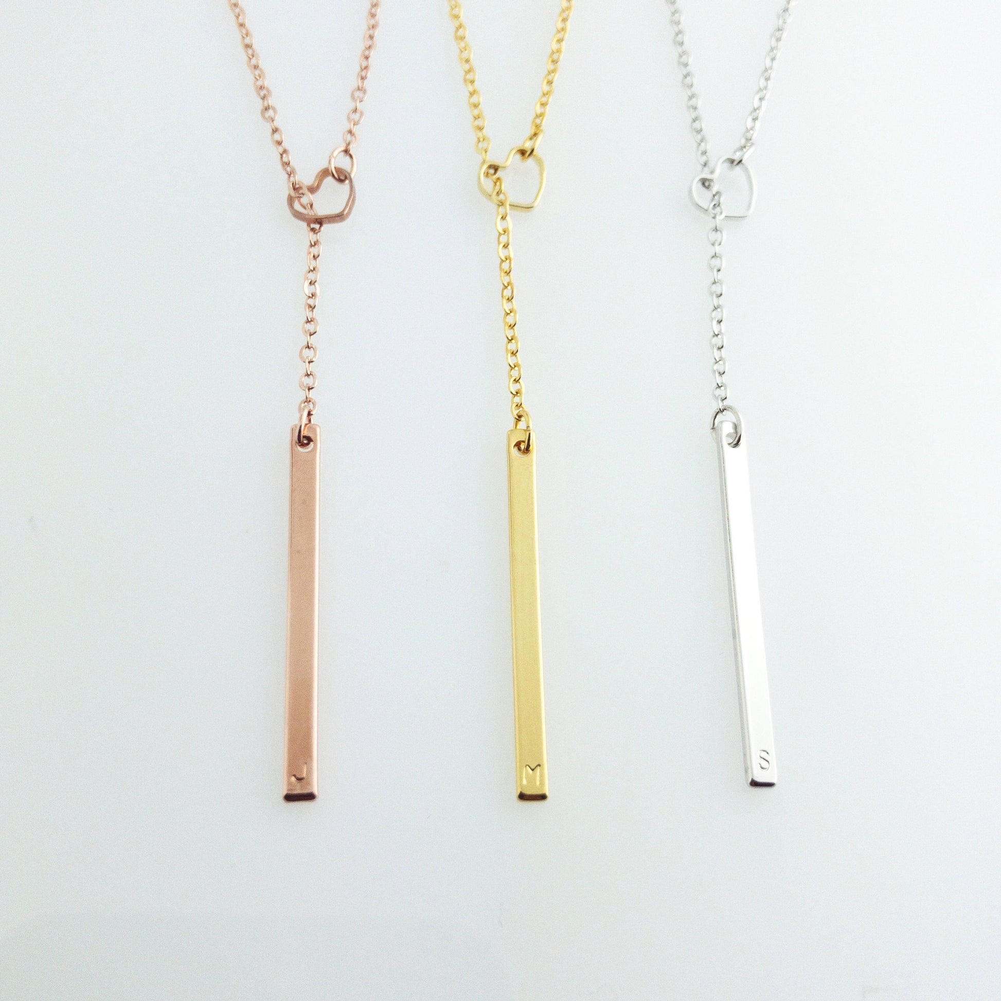 Layered Long Necklaces With Custom Initial Bar - Petite Boutique