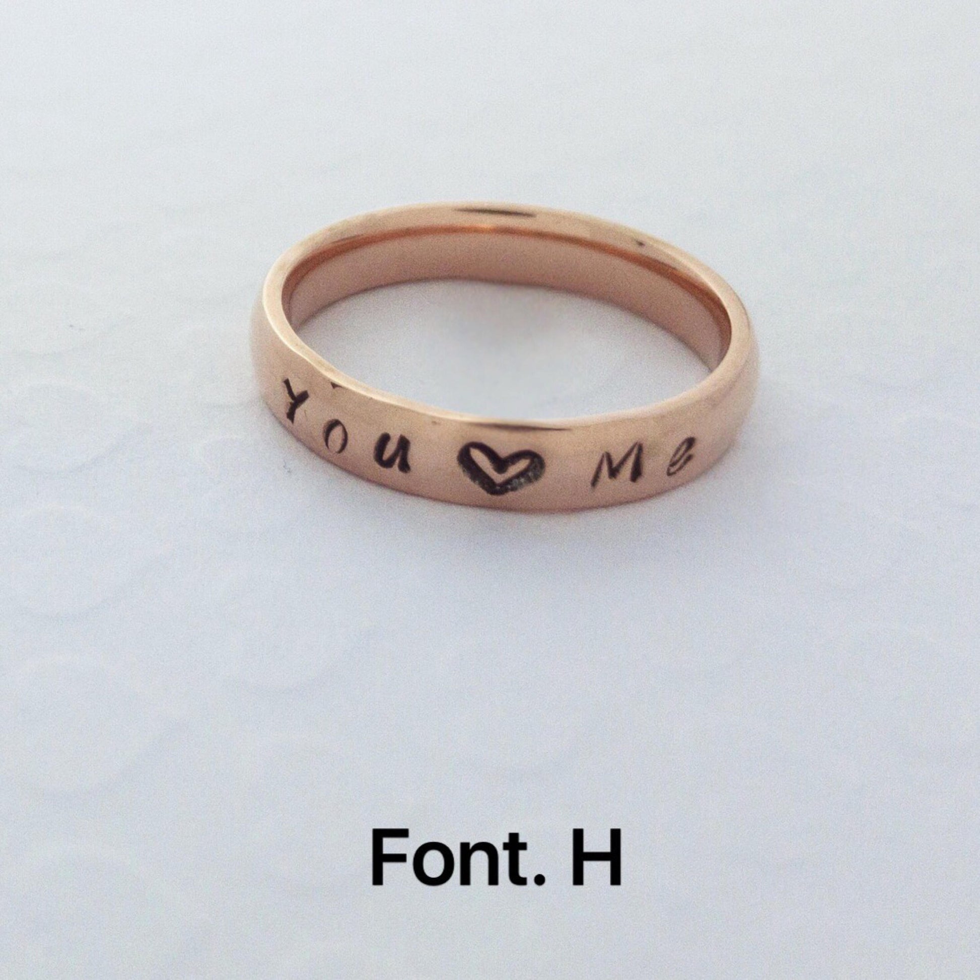 Personalized Name Ring Hand stamped Ink Filled Gold Silver Plated - Petite Boutique