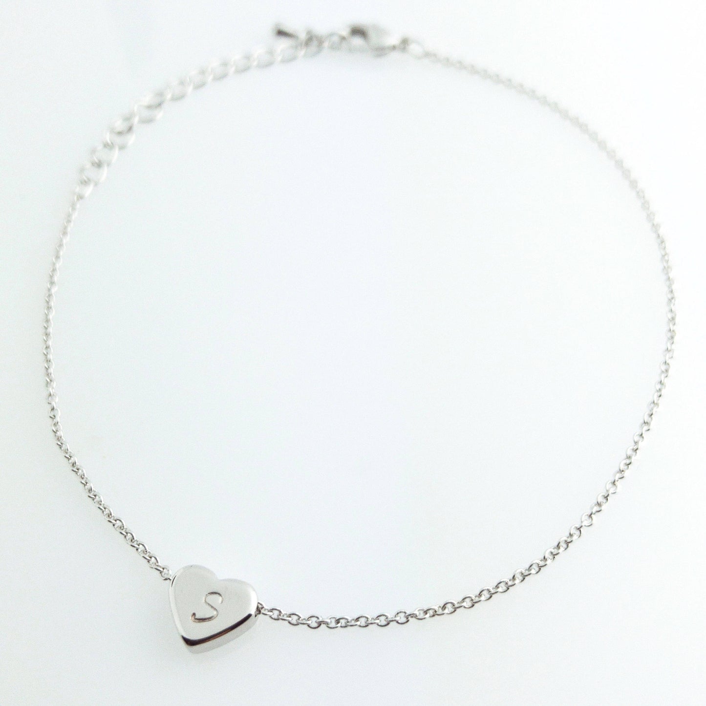 Heart Initial Custom Anklet Hand Stamped On The Dainty Heart