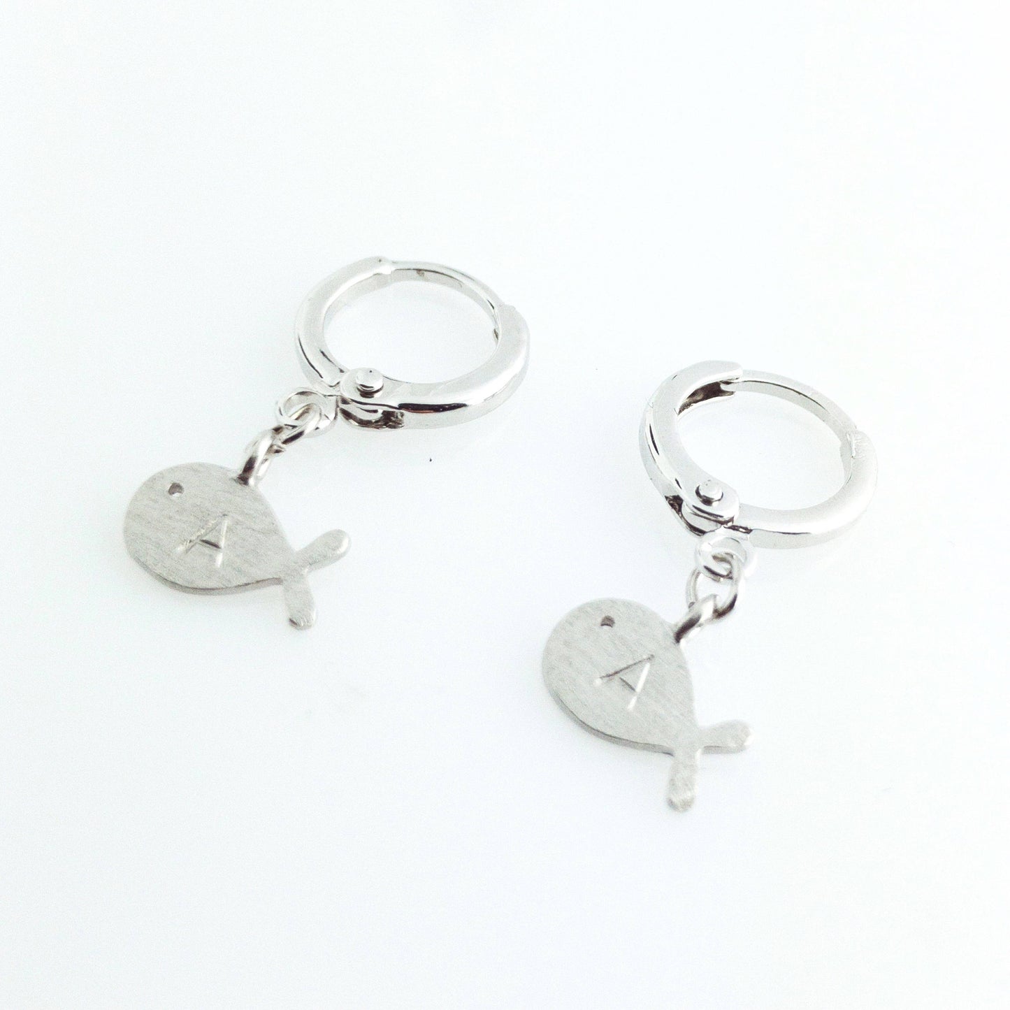 Hand stamped Customized Cute Fish Earring