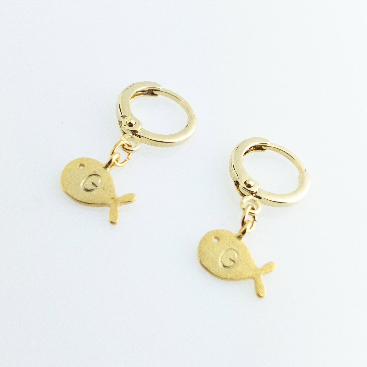 Hand stamped Customized Cute Fish Earring