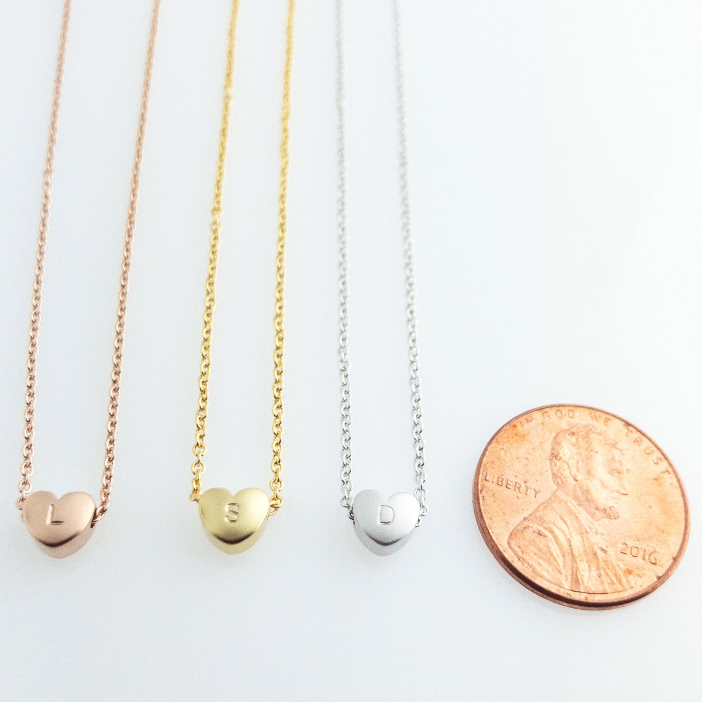 TT initial heart Necklace with Hand stamped - 16k Gold Plated