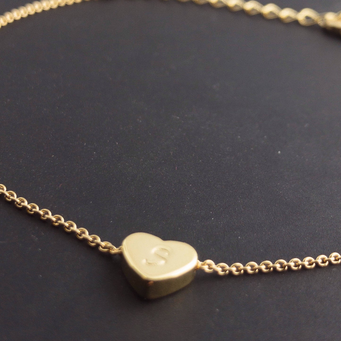 Heart Initial Custom Anklet Hand Stamped On The Dainty Heart