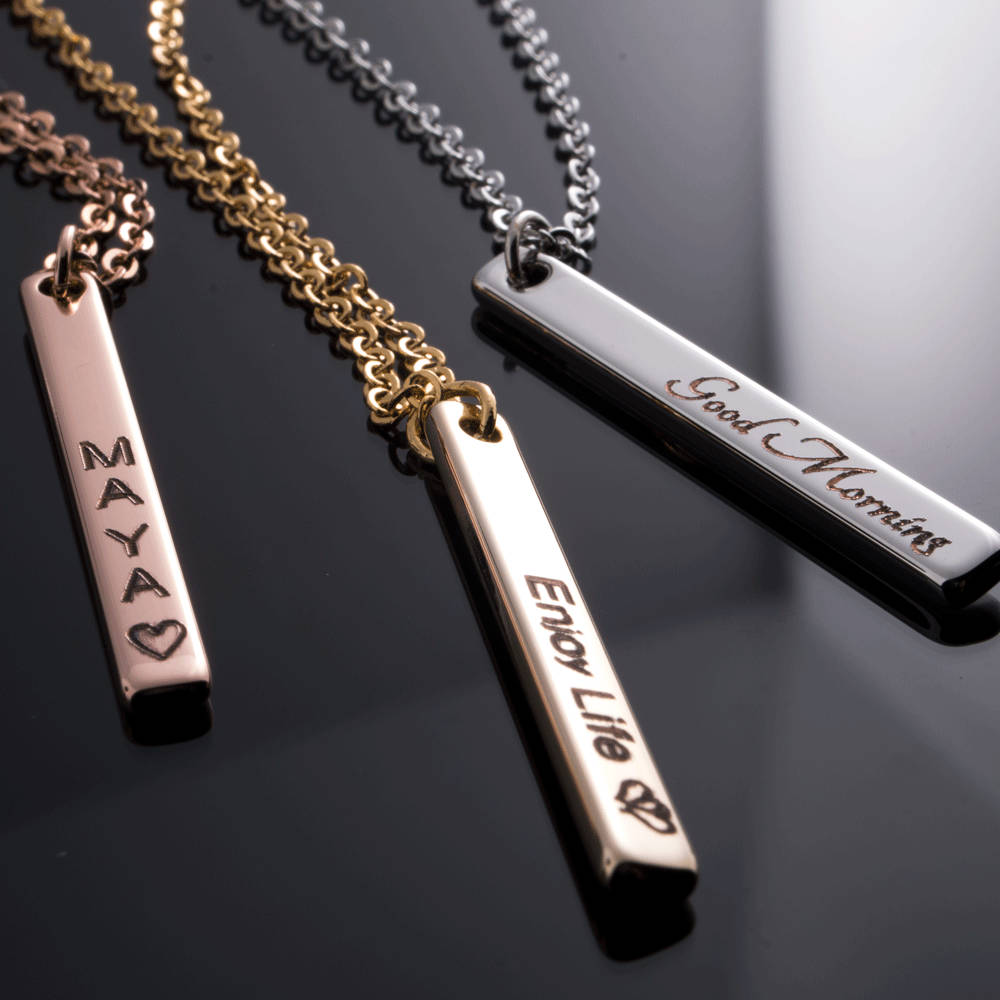 Personalized Vertical Bar Necklace in Sterling Silver– Everthine Jewelry