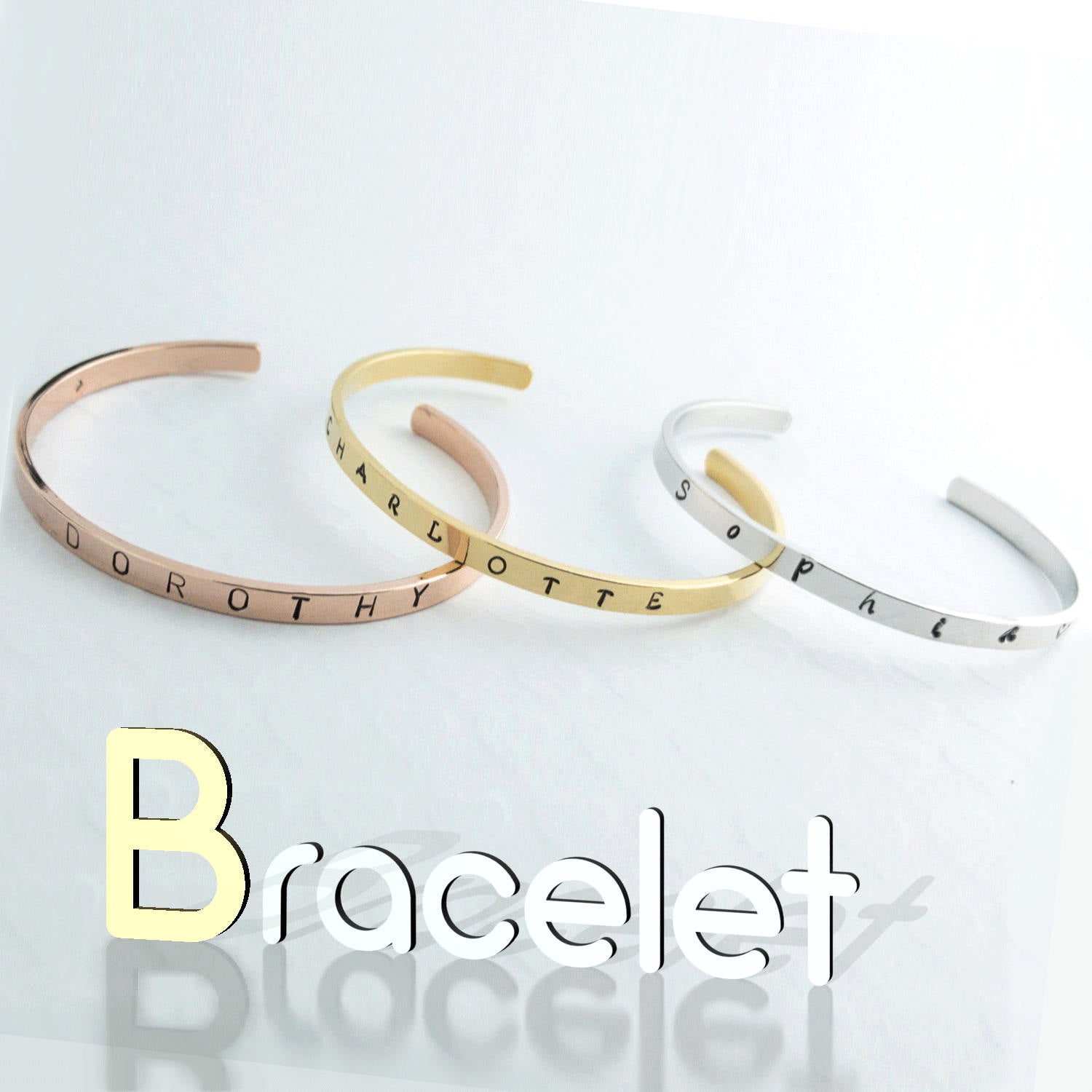 Buy Personalized Cuff Bracelets at Petite Boutique - Custom 16K Gold, Silver, Rose Gold Jewelry
