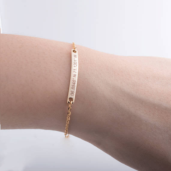 Personalized Name Bar Bracelet - Gold, Silver, Rose Gold Plated