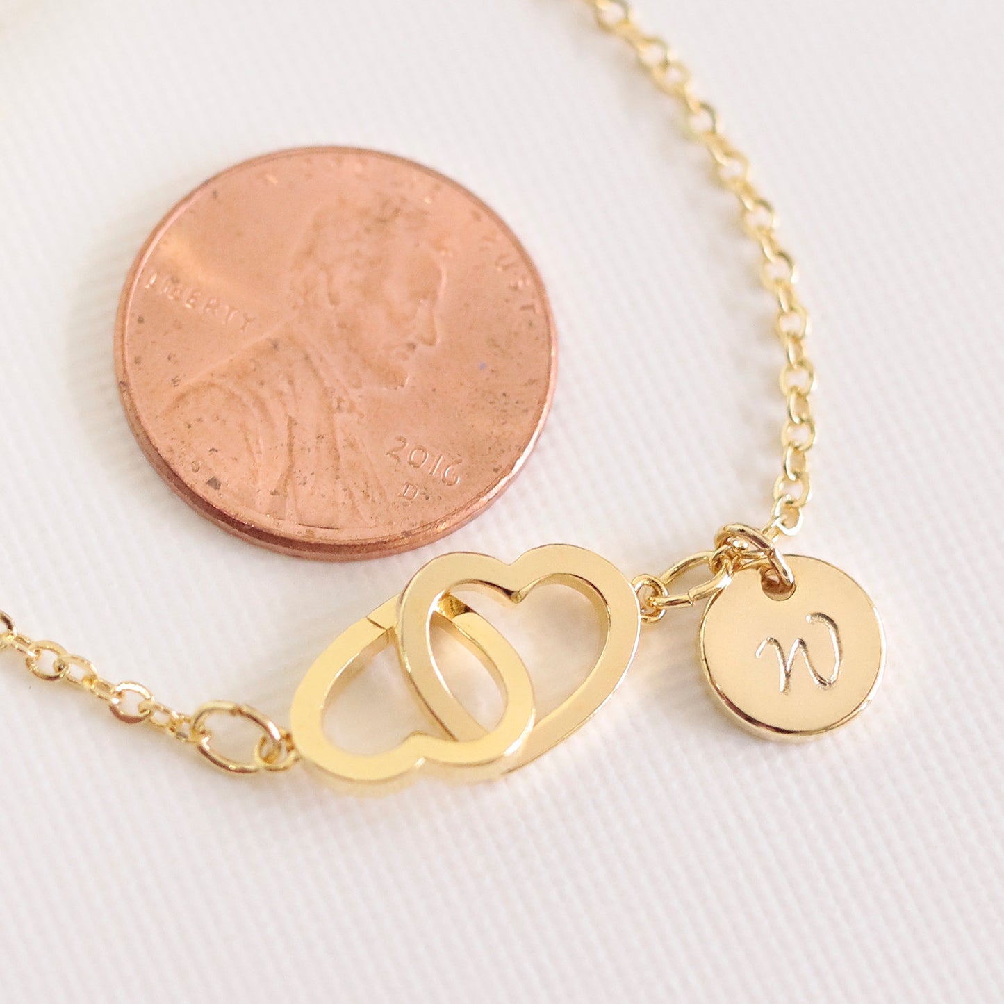 Personalized Initial Double Hearts Necklace