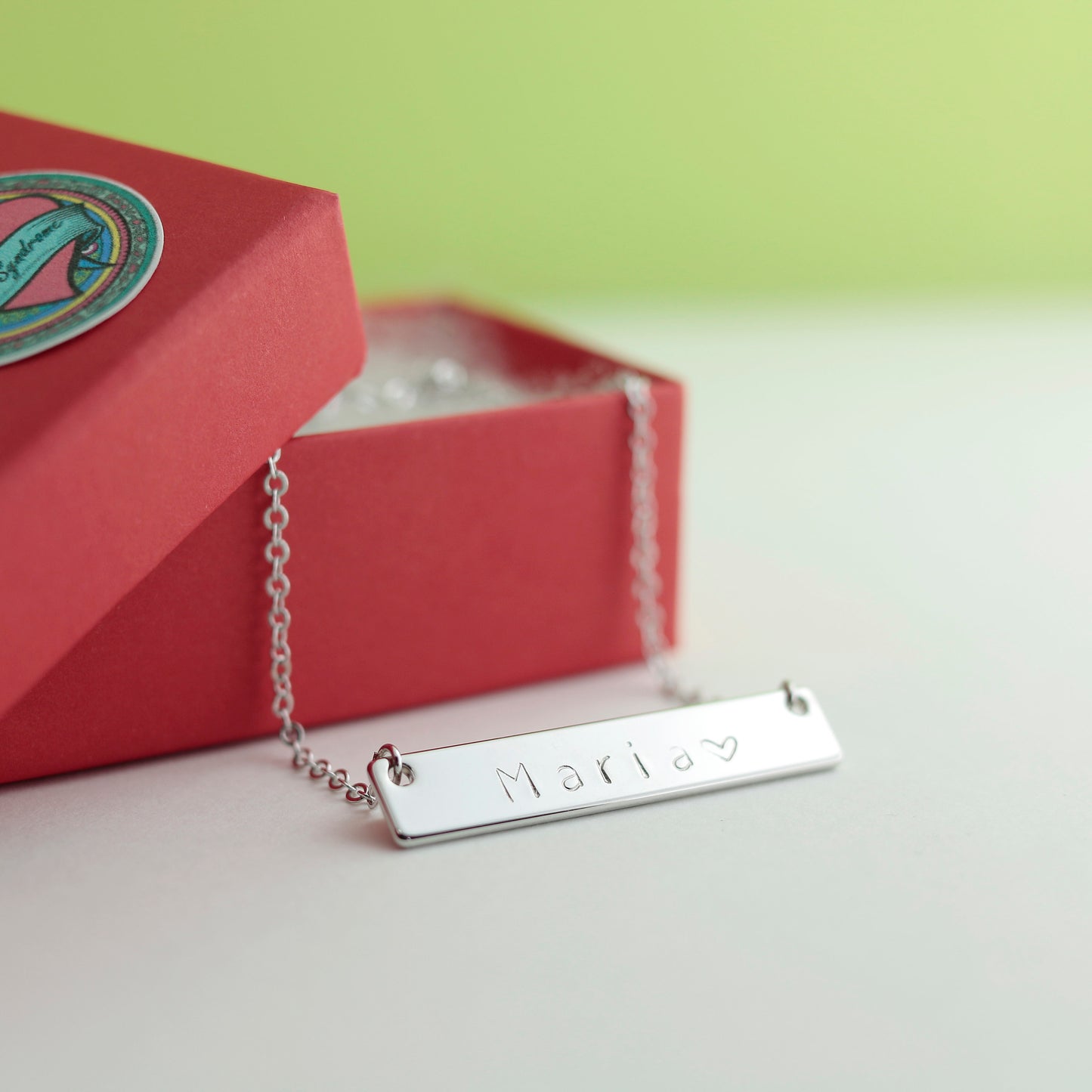 Personalized Name Bar Necklace - Ink filled, Hand stamped