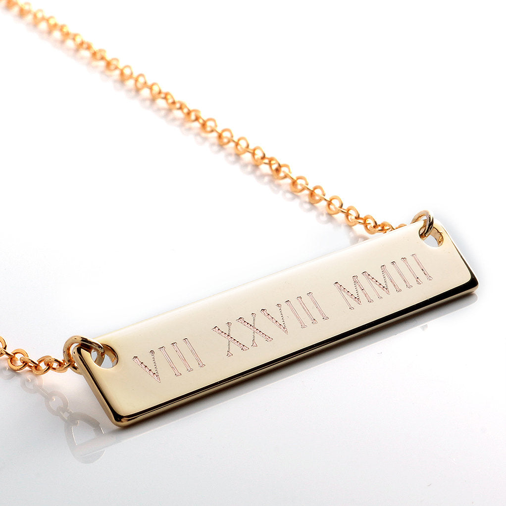 Customized Roman Numeral Bar Necklace - Petite Boutique