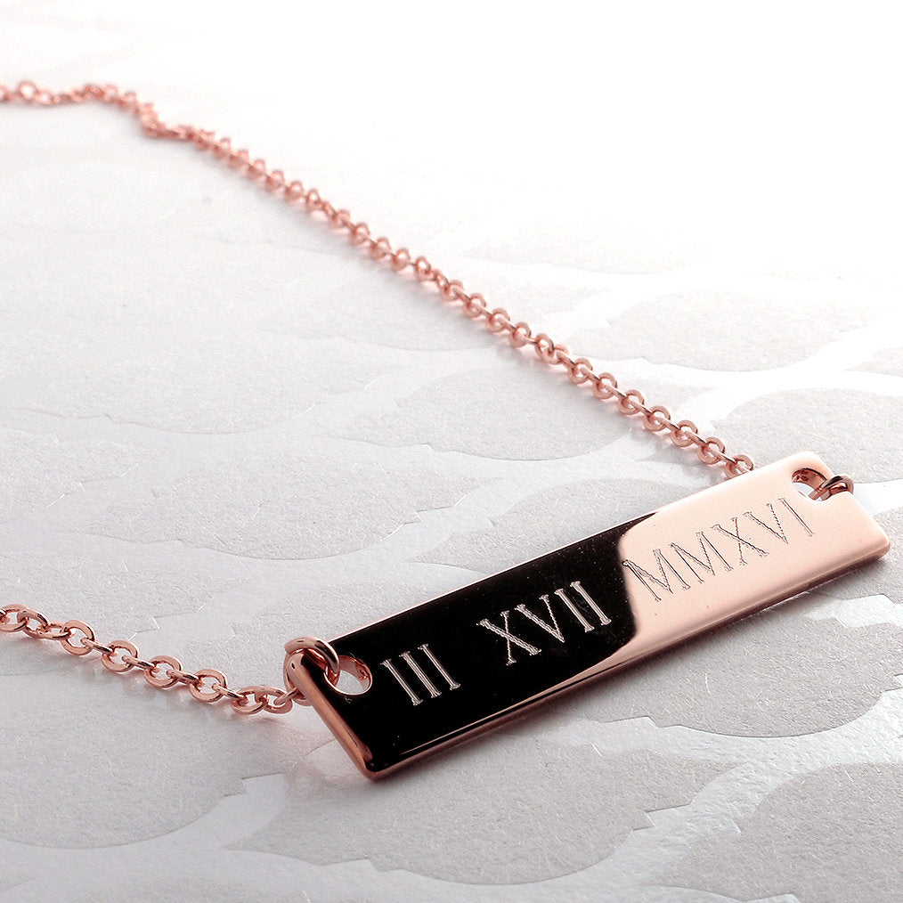 Customized Roman Numeral Bar Necklace