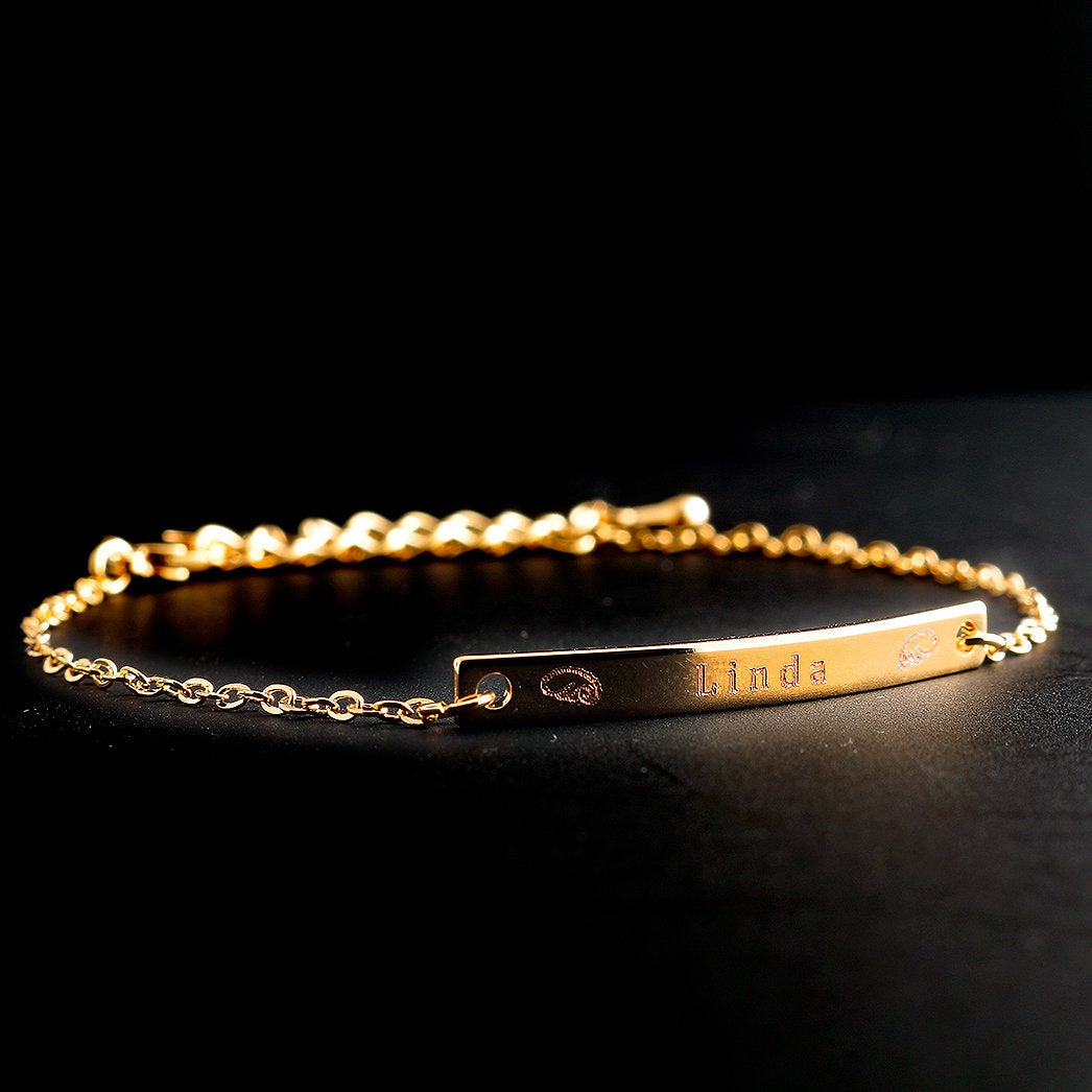 Personalized Skinny Bar Bracelet - 16K gold plated