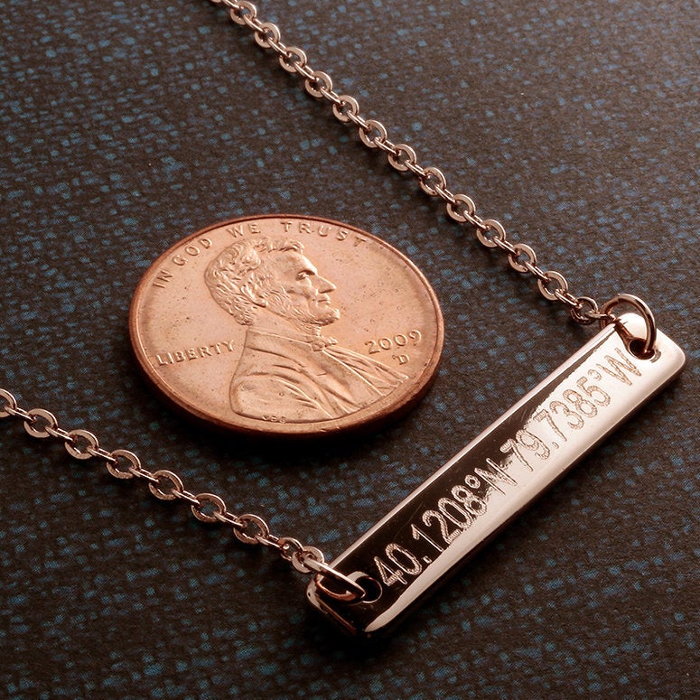 Minimal Gold Bar Necklace - Engrave your story