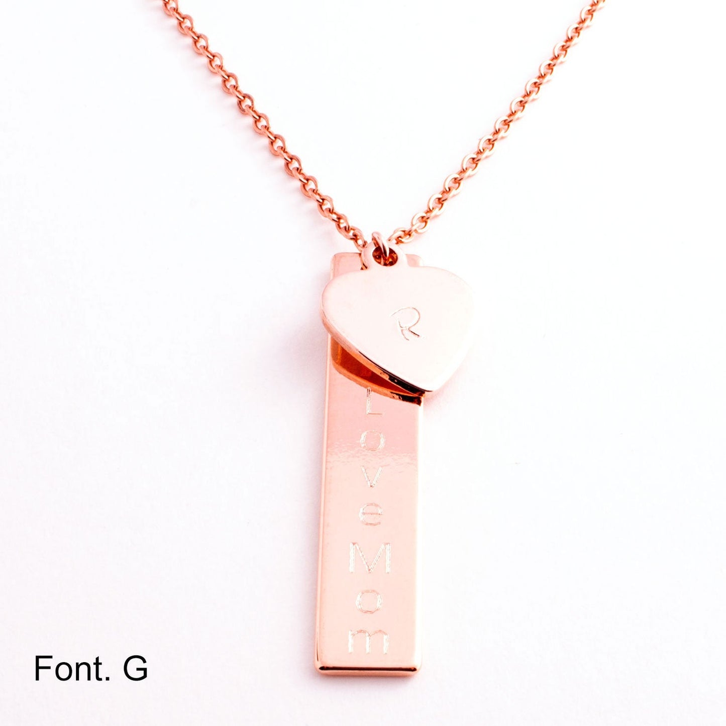 Large Custom Name Plate Necklace With Initial Heart